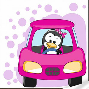 Pictura pe numere ES-0865 Пингвин в машине Strateg 30х30 см copii