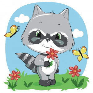 Pictura pe numere ES074 Маленький єнотик 30х30см copii