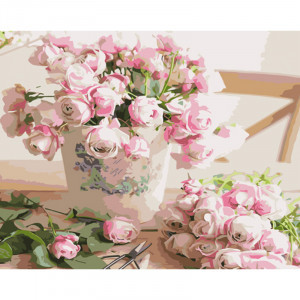 Pictura pe numere (GS1018) Trandafiri albi si roz 40х50 см 