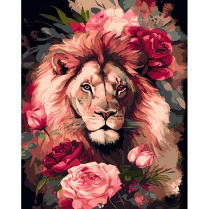 Pictura pe numere (GS959) Leu in trandafiri  40х50 см 