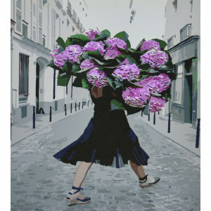 Pictura pe numere (SS6470) Девушка с букетом Strateg 30х40 см