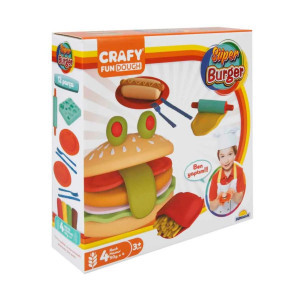 S01002015 Set pasta de modelat Super Burger 12 el. Crafy Dough (4x50gr.)