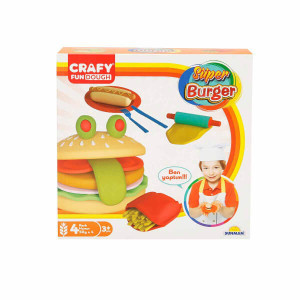 S01002015 Set pasta de modelat Super Burger 12 el. Crafy Dough (4x50gr.)