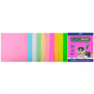 Set Hartie Color A4, 80G/M2, Pastel+Neon 50Sheet BM.2721750-99