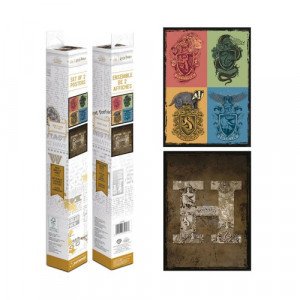 Set Poster Pyramid PPB35452 Harry Potter (Crests &amp; Hogwarts) Box