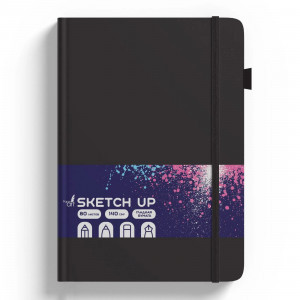 Sketchbook A5 80f SKETCH UP. Черный СК5805243 piele artif. Elastic, Buzunar