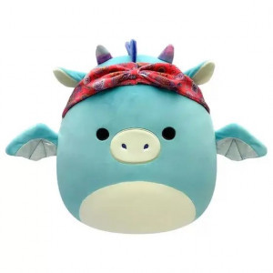 SQCR04125 Jucarie de plus 19 cm Dragon albastru cu bandana, Squishmallows