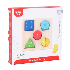 Tooky Toy TH939 Puzzle din lemn  Forme si fractii
