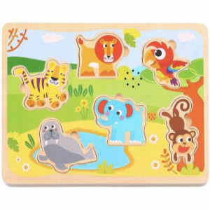 Tooky Toy TL065 Puzzle din lemn cu sunete Animale