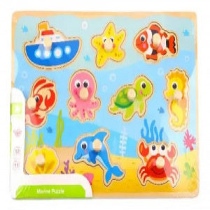 Tooky Toy TY856 Puzzle din lemn Animale de mare