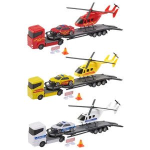 Transportator cu masina si elicopter TZ Die-Cast playset Heli Transporter, 7,5 cm, ast 1373618.18