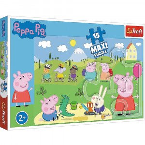 Trefl 14334 Puzzles - 15 Maxi - Peppa's happy day