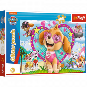 Trefl 14818 Puzzles - 100 Glitter - In the glow of Skye   Viacom Paw Patrol