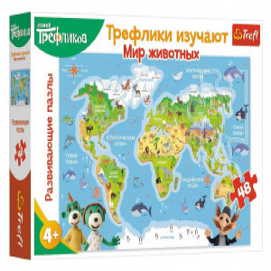 Trefl 15580 Puzzles - "48 Educational - Animals -russian version"   KAZSTUDIO SA Семья Трефликов