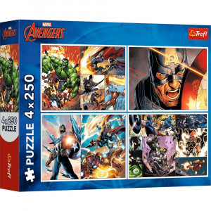 Trefl 13309 Puzzles - "4x250" - Heroic days / Disney Marvel The Avengers