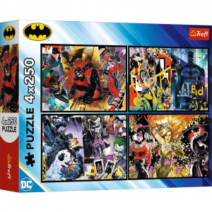 Trefl 13310 Puzzles - "4x250" - Batman in action / Warner Batman