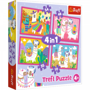 Trefl 34322 Puzzles - "4in1" - Llamas on vacation   Trefl