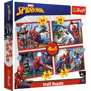 Trefl 34384 Puzzles - 4in1- The heroic Spider-Man