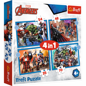 Trefl 34386 Puzzles - 4in1 - Brave Avengers   Disney Marvel The Avengers