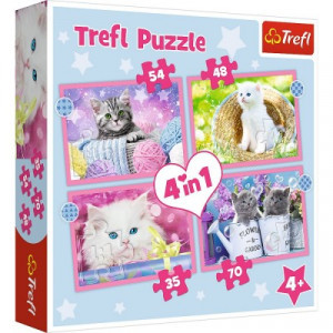 Trefl 34396 Puzzles - 4in1 - Fun cats / Trefl