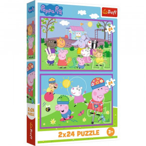 Trefl 34435 Puzzles - "2x24" - Peppa on the playground / Peppa Pig_FSC Mix 70%