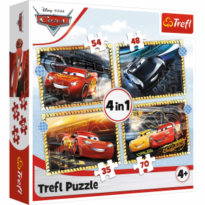 Trefl 34608 Puzzles - 4in1 - Ready, steady, go!   Disney Cars 3
