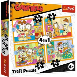 Trefl 34673 Puzzles - 4in1 -Garfield loves lasagna / Garfield_FSC Mix 70%