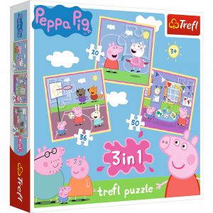 Trefl 34813 Puzzles- 3in1- Playing at school   Peppa Pig