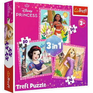 Trefl 34875 Puzzles - 3in1 - Beautiful flowers / Disney Princess