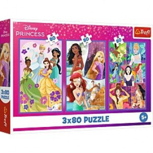 Trefl 34884 Puzzles - "3x80" - Princesses friends / Disney Princess_FSC Mix 70%