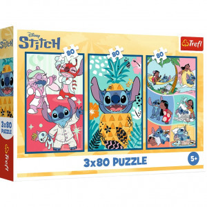 Trefl 34885 Puzzles - "3x80" - Stitch's world / Disney Lilo&Stitch_FSC Mix 70%