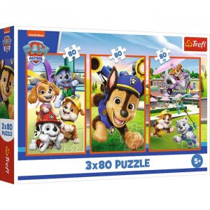 Trefl 34886 Puzzles - "3x80" - A dog's gang / Viacom PAW Patrol_FSC Mix 70%