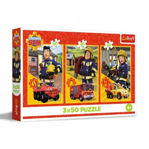 Trefl 34880 Puzzles - 3x50 - The team from the fire station / Prism A&amp;D Fireman Sam_FSC Mix 70%
