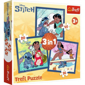 Trefl 34896 Puzzles - 3in1 - Time with Stitch / Disney Lilo&amp;Stitch