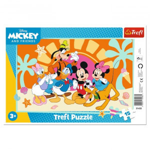 Trefl 31433 Puzzles - 15 Frame - Ciekawski Miki / Disney Mickey Mouse and Friends FSC Mix 70%