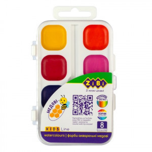 ZB 6542-10 Acuarela. 8 cul.,  пласт. кор. без п, біла
