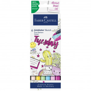 164811 Set de sketch marker Faber-Castell Gofa Kawaii, 6 buc.