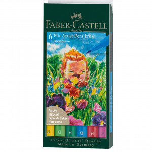 167177 Carioci color Faber-Castell Pitt Artist Pen B Spring 6 culori