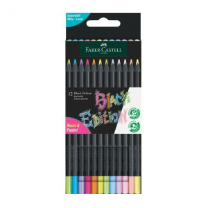 116410 Creioane colorate Faber-Castell Black Edition, Neon + Pastel 12 culori