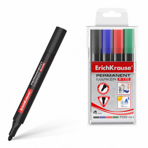 11797 Set markere permanent (4cul.)ErichKrause P-170, black, blue, red, green