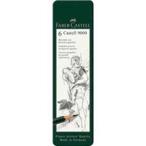 119063 Set de creioane grafit mat 9000 Faber-Castell, 6 buc.