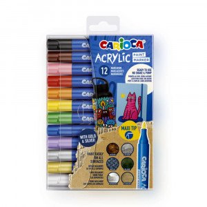 45293 Carioci CARIOCA Acrylic Paint Markers Maxi 12pcs