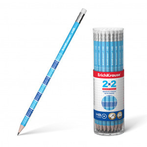 45619 Creion simplu with eraser ErichKrause 2x2 HB (in tube 42 pcs.)