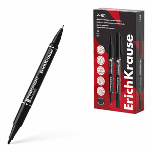 48183 Marker permanent ErichKrause Double P-80, ink color: black (box 12 pcs.)