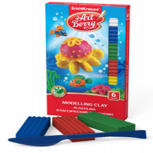 41760 Plastilina ArtBerry   with Aloe Vera 6 colors  108g  with modelling tool
