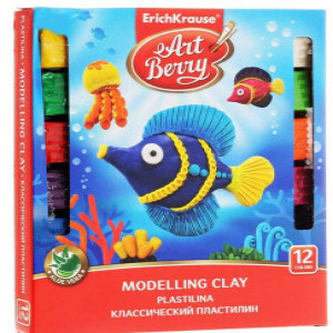 41763 Plastilina ArtBerry with Aloe Vera 12 colors with modelling tool, 216g