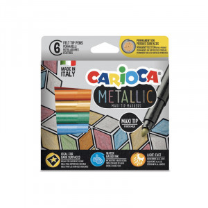 43161 Carioci CARIOCA Metallic MaxiMarkers Box 6pcs Felt Tip Pens