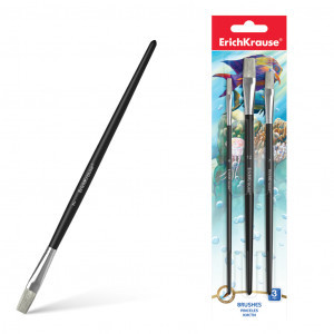 56091 Set Pensule ErichKrause for watercolors and poster paints,  bristle hair, 3 pcs.