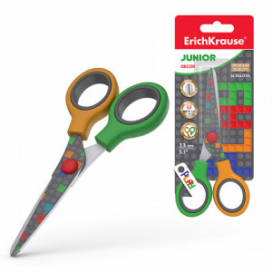 58346 Foarfece ErichKrause Junior Decor Color Bricks, with printing on blades, 13 cm (blister 1 pcs)