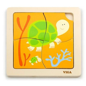 50143 Mini-puzzle din lemn &ldquo;Broasca testoasa&rdquo; VIGA